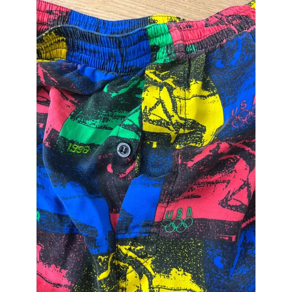 Vintage USA Olympic 90s Silk Shorts Large Atlanta 1996 Graphic silkies